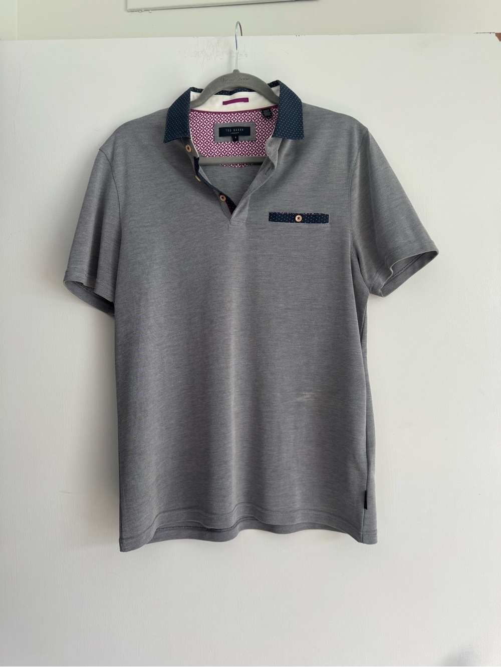 Ted Baker Grey Polo with Navy Contrast Collar